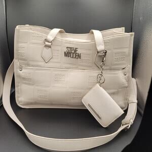 Steve Madden Bsidra Large Crossbody Tote Bag in Ivory